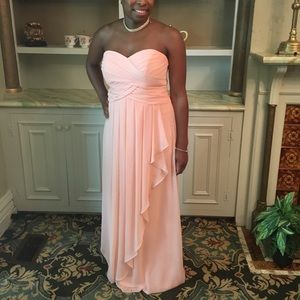 Strapless Crinkle Chiffon Dress with Cascade Skirt